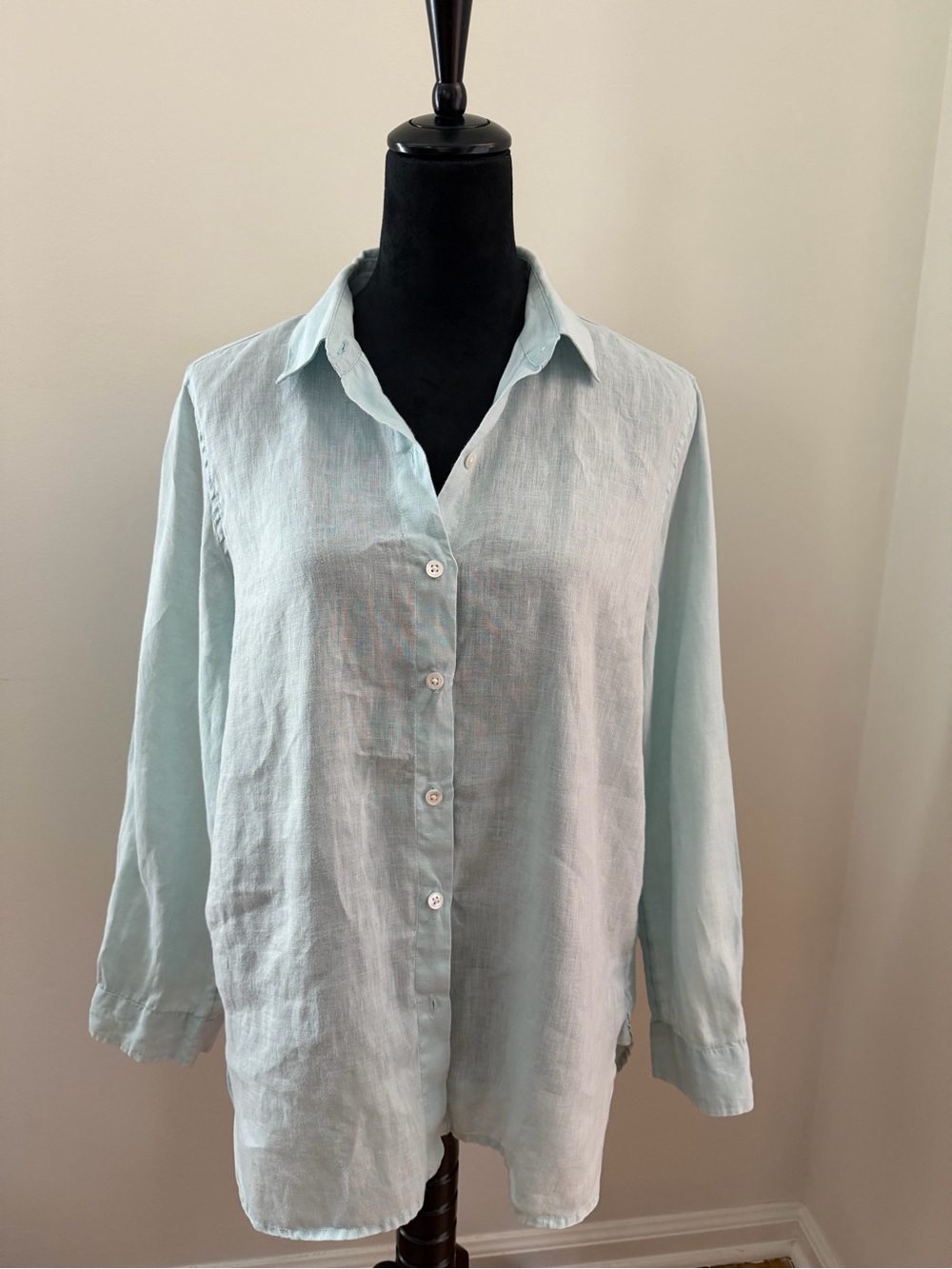 J. Jill Pale Blue Linen Button-Down Shirt  Size S